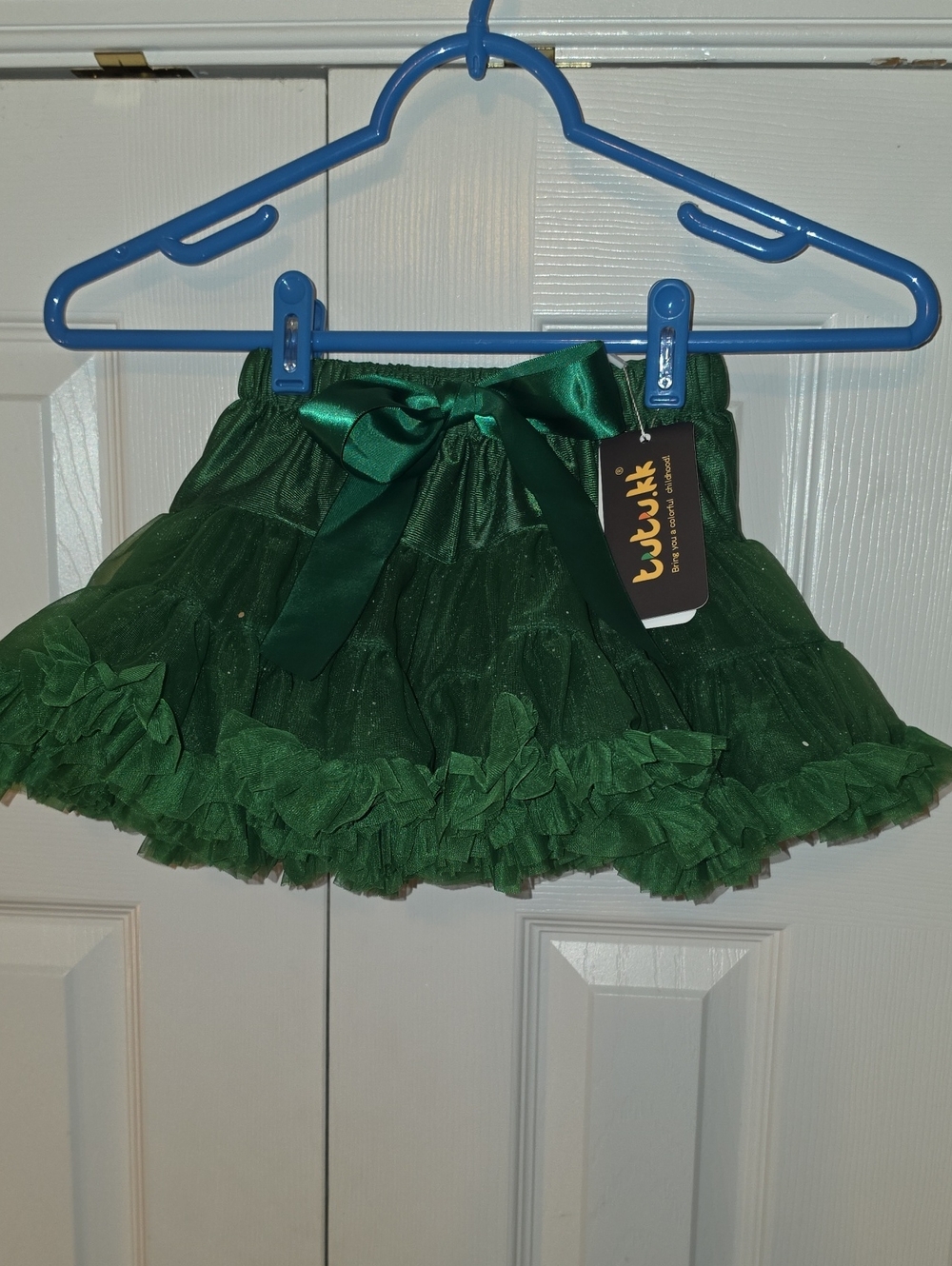 TutuSkirt Green Layered Tulle Skirt with Satin Bow for Kids